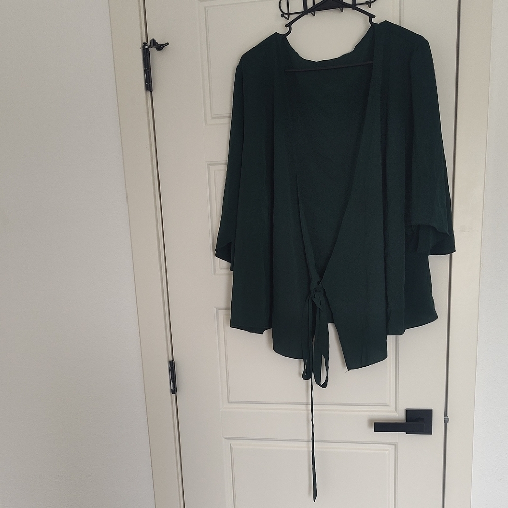 SHEIN Dark Green Tie-Front Open Cardigan